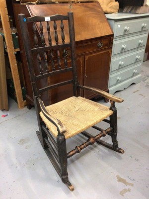 Lot 870 - Antique Lancashire spindle back rocking chair