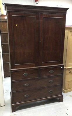 Lot 871 - Georgian mahogany wardrobe/linen press