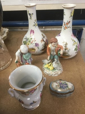 Lot 210 - Pair of Dresden vases and similar porcelain