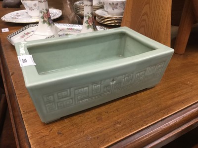 Lot 386 - Chinese Celadon glazed plant trough, seal mark to base.