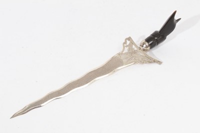 Lot 396 - Eastern white metal letter opener in the form of a Malayan Kris