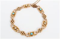 Lot 3412 - Victorian gold (15ct) fancy link bracelet set...