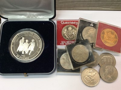Lot 479 - Twenty Dollars Silver Coin (999) Silver, celebrating the birthday of Queen Elizabeth, together with various other commemorative coins