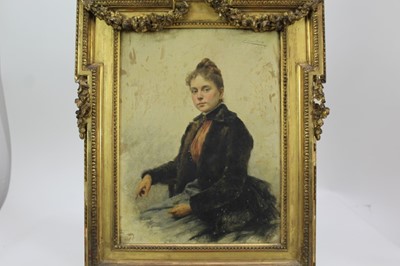 Lot 1088 - Theobald Chartran (1849-1907) oil on panel - portrait of a seated lady