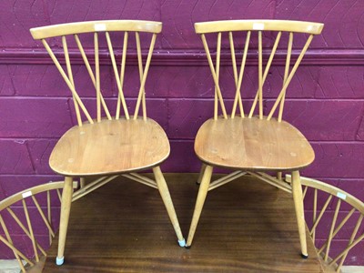 Lot 333 - Set of four Ercol dining chairs and similar table