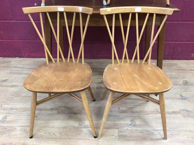 Lot 333 - Set of four Ercol dining chairs and similar table