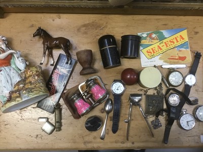 Lot 188 - Collection of vertu items including opera glasses, fob watches, ceramics, agate box etc