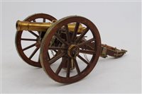 Lot 14 - Good quality modern model brass field gun on...