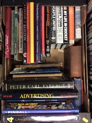 Lot 406 - Five boxes of books to include military, local areas, art and antique reference, football etc