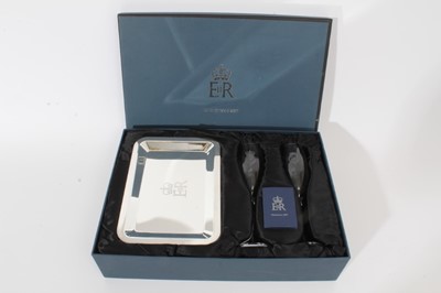 Lot 65 - H.M. Queen Elizabeth II 2007 staff Christmas present - Champagne flutes and tray cased