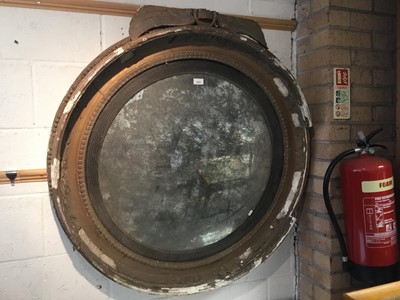 Lot 1057 - Unusually large Regency gilt framed convex wall mirror, for restoration, 101cm diameter