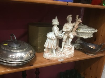 Lot 253 - Two silver plated tureens with covers, Royal Worcester Studio bone china rose, Parion ware and other china