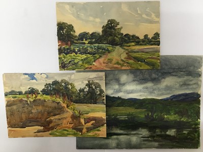 Lot 121 - Three early 20th century landscape watercolours, inscribed verso - Ella Steveking Mrs Ella Crum 1904