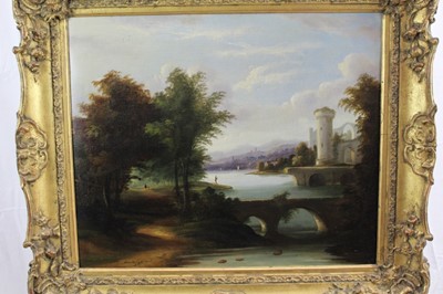 Lot 1052 - Alexander Nasmyth (1758-1840), oil on canvas - Riverside Abbey Ruins, in gilt frame