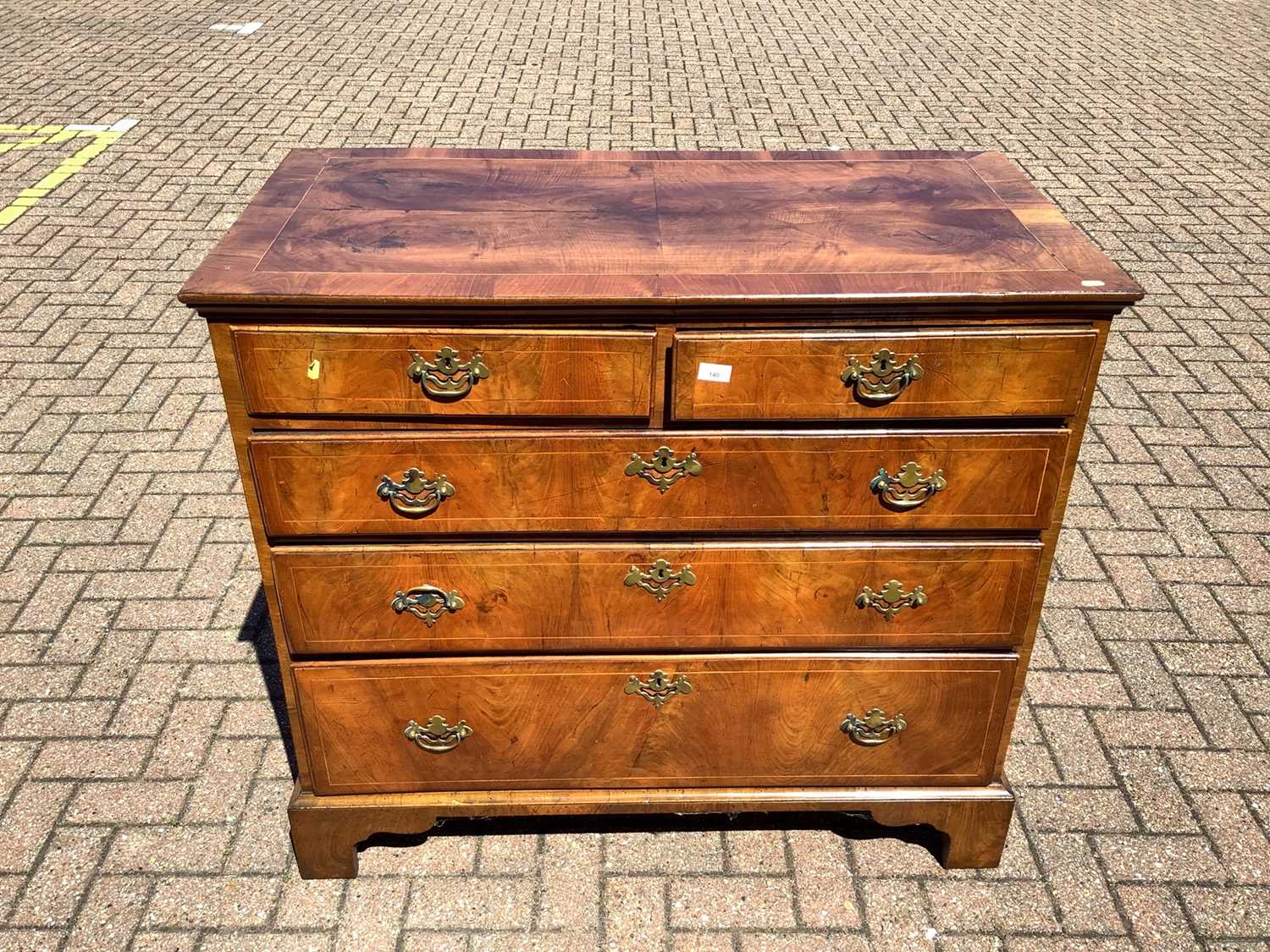 Lot 140 - Early 18th century walnut crossbanded chest of drawers