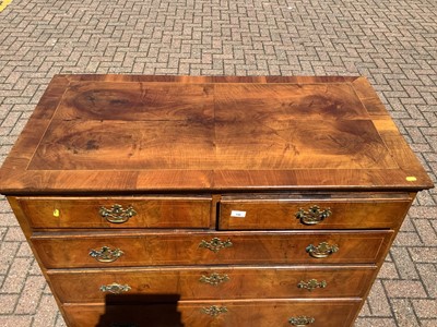 Lot 140 - Early 18th century walnut crossbanded chest of drawers