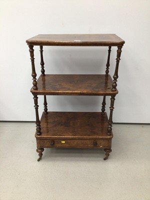 Lot 42 - Victorian figured walnut three tier whatnot