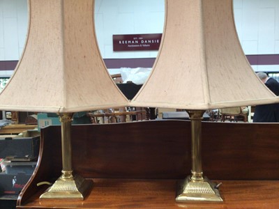 Lot 531 - Pair brass table lamps, other brass and metal ware