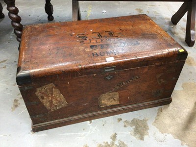 Lot 919 - Victorian mahogany trunk with brass corners...