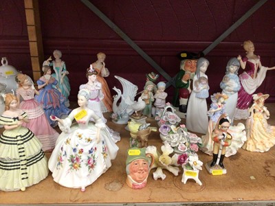 Lot 533 - Group figures including Royal Doulton, Coalport, Wedgwood and Nao, together with other ornaments