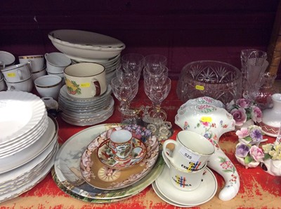 Lot 525 - Quantity glassware, ceramics, ornaments, two silver plated cigar boxes and other sundries