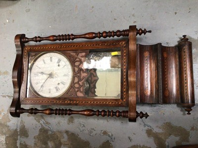 Lot 539 - American inlaid wall clock and 1930s oak cased mantle clock