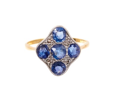 Lot 594 - Art Deco sapphire and diamond ring