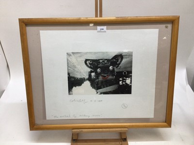 Lot 235 - Colin Self (b.1941) print and mixed media, The arrival of Mickey Mouse