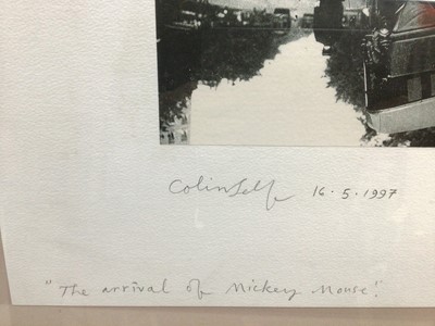 Lot 235 - Colin Self (b.1941) print and mixed media, The arrival of Mickey Mouse