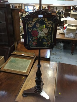 Lot 912 - Victorian mahogany pole screen with tapestry panel, together with a mahogany occasional