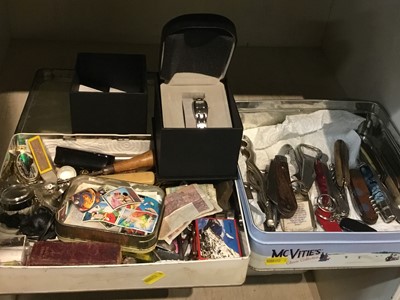 Lot 233 - Ladies watch in box together with bottle openers, knives and sundries