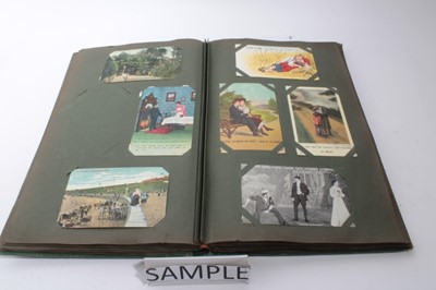 Lot 1419 - Two albums of postcards including comic, Tom B, McGill, artist drawn, Real Photographic Coal Merchant, wagon and horse