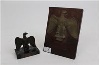 Lot 4 - Essex Regiment bronze eagle trophy on wooden...