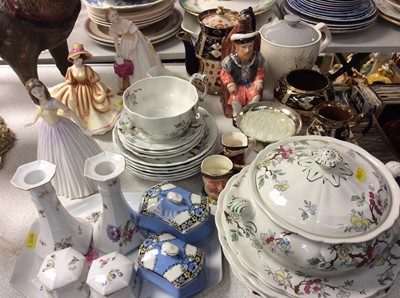 Lot 443 - Ceramics to include tea ware and three Royal Doulton ladies