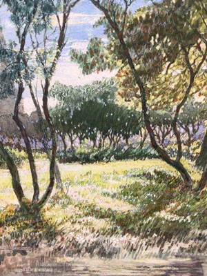 Lot 145 - Walter Monckton Keesey (1887-1970) watercolour - River bank with trees, signed
