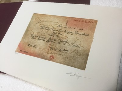 Lot 136 - Alberto Galvez Giminez (b. 1963) etching and aquatint, 'Cheque Tzanck, after Duchamp' signed in pencil within cloth cover