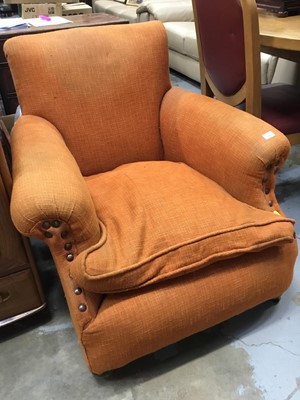 Lot 904 - Edwardian orange upholstered easy chair