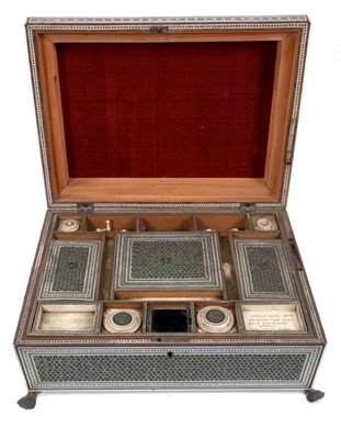 Lot 146 - 19th century Anglo-Indian sandalwood, ivory and metalware work box