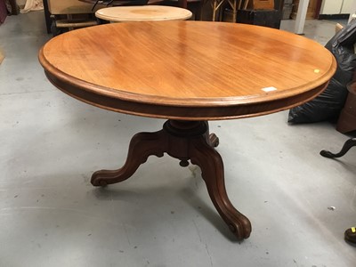 Lot 878 - Victorian mahogany breakfast table with circular tilt-top, on tripod base terminating on castors