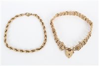 Lot 3417 - Gold (9ct) gate bracelet with padlock clasp...
