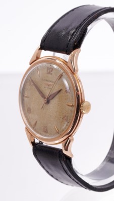 Lot 705 - 1950s gentlemen’s Longines gold wristwatch