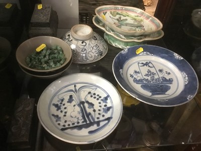 Lot 152 - 18th century Chinese blue and white porcelain dish together with 19th century Chinese porcelain and other oriental items