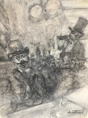 Lot 48 - Framed an glazed study of gentleman in a club or Tavern
