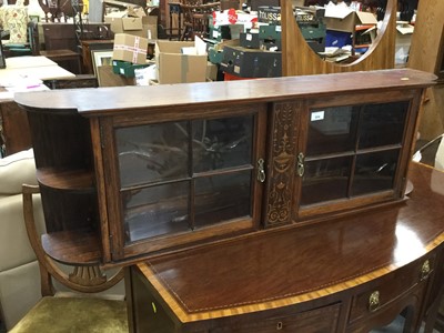 Lot 934 - Edwardian inlaid rosewood hanging cupboard enclosed by two glazed doors