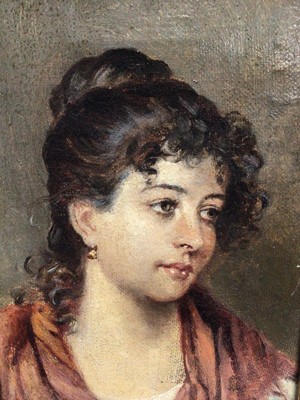 Lot 85 - Attributed to Eugene von Blass (1843-1932), oil on canvas, A pretty young Italian girl, in gilt frame, 18.5 x 13cm