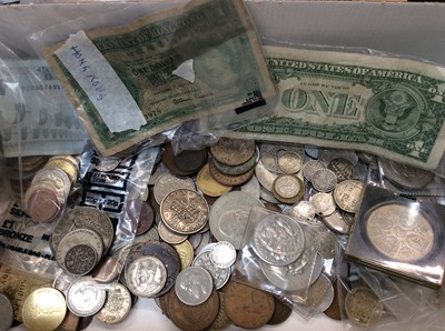 Lot 399 - Group GB and world coins and bank notes to include some pre 47