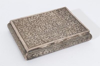 Lot 350 - Silver card box of rectangular form, with embossed and engraved floral decoration.