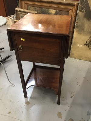 Lot 927 - Edwardian mahogany bedside cabinet with two flaps, cupboard and undertier