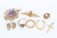 Lot 3419 - Gold (9ct) R.A.F. sweetheart brooch, gold...