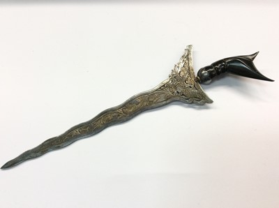 Lot 665 - Eastern white metal letter opener in the form of a Malaysian Kris